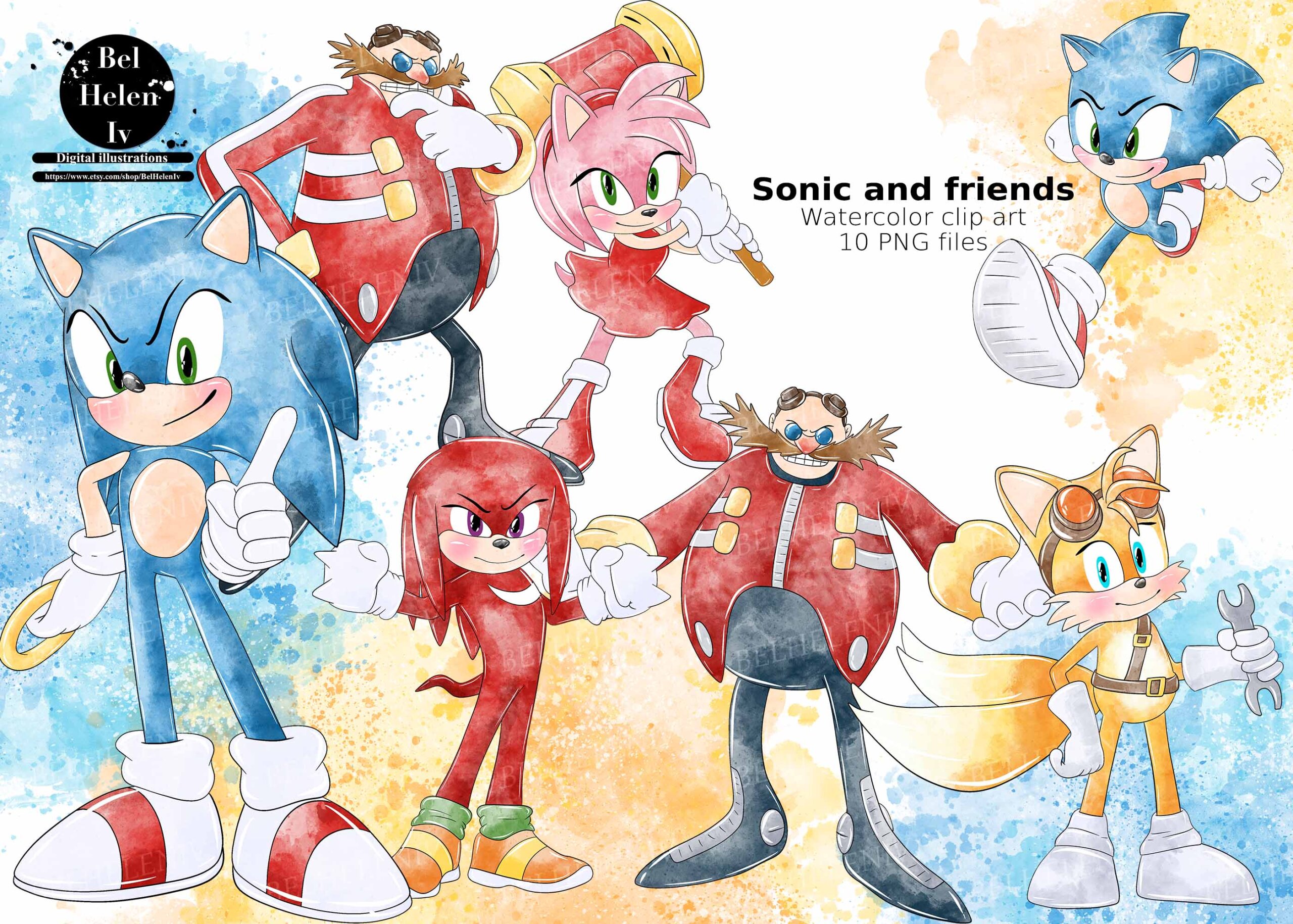 Sonic the Hedgehog Png Digital File Clipart Knuckles Tails 