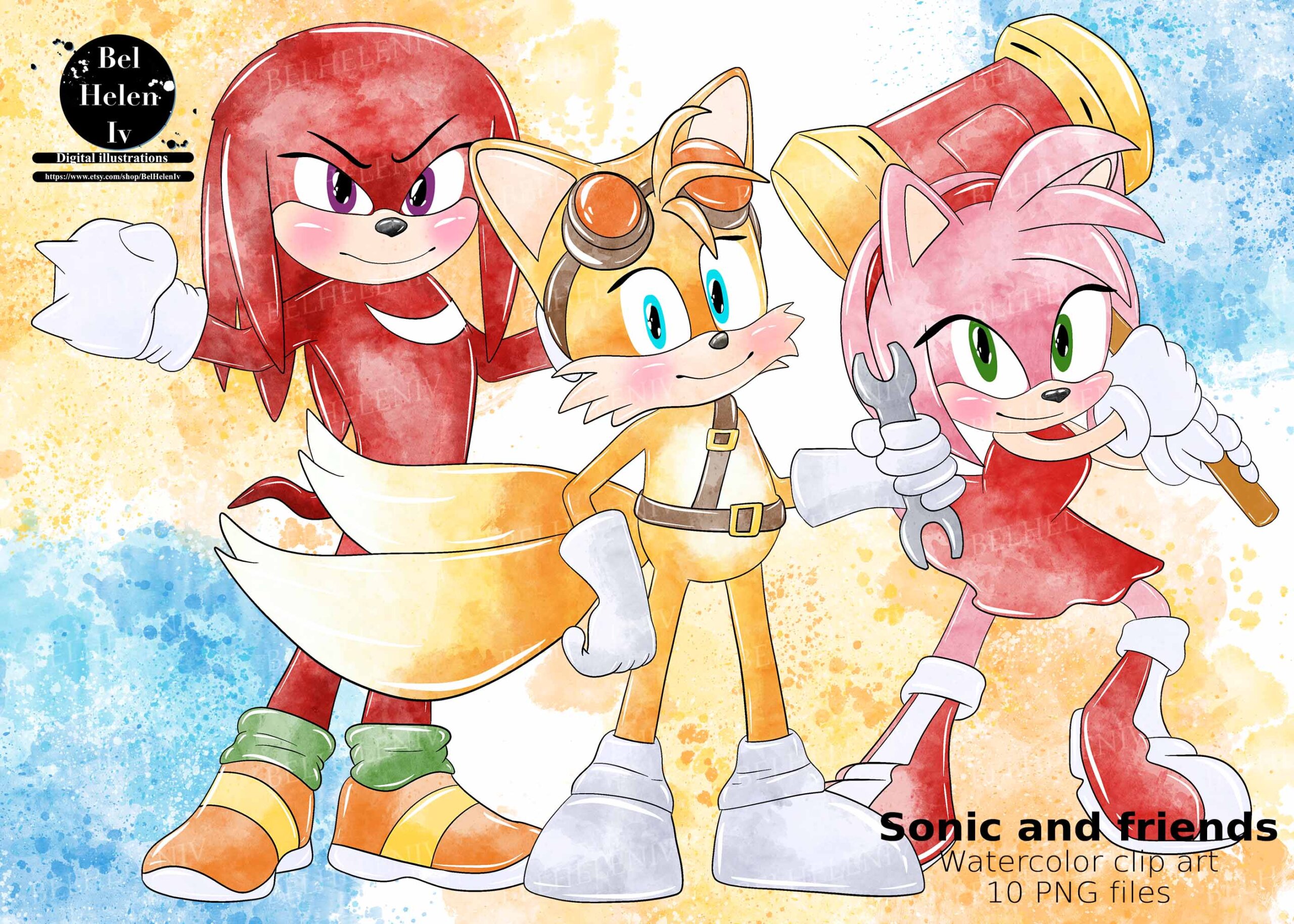 Sonic the Hedgehog Png Digital File Clipart Knuckles Tails 